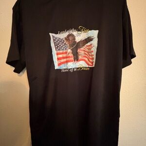 Black Graphic T-Shirt with Eagle and Flag Design
